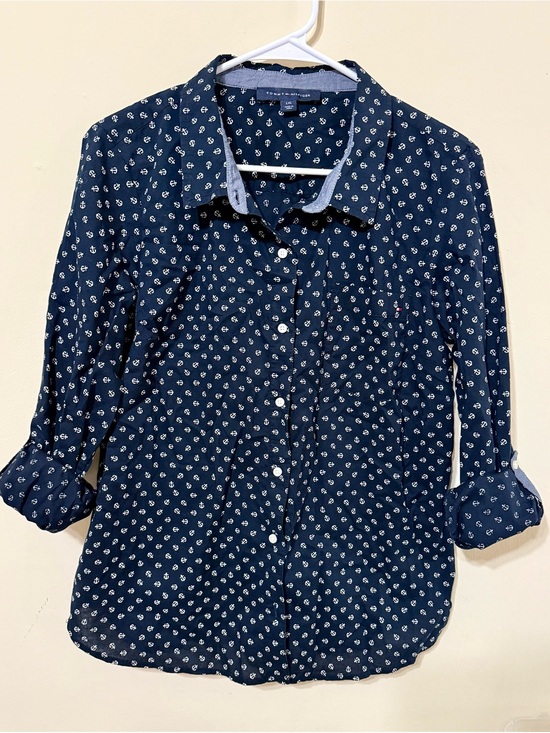 Tommy Hilfiger Tops - Tommy Hilfiger Women’s Navy Shirt with White Anchor Motif